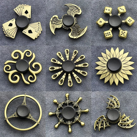 Fidget Finger Spinner Antique Brass Color Alloy Metal Hand Spinner Stress Relief Decompression Toy For Kids Adults Funny Gifts